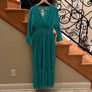 Beidifan Maxi Green Dress Size Large Green New With Tags